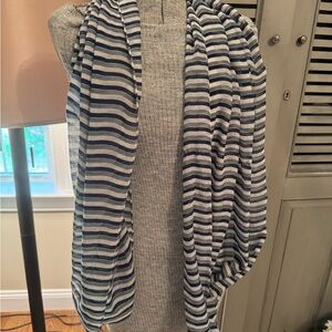 Dockside Navy, White and Seafoam Striped Scarf